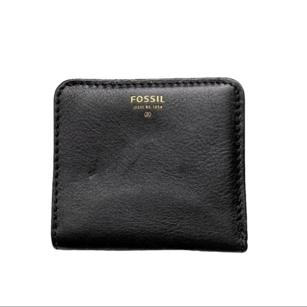 Fossil black leather compact wallet